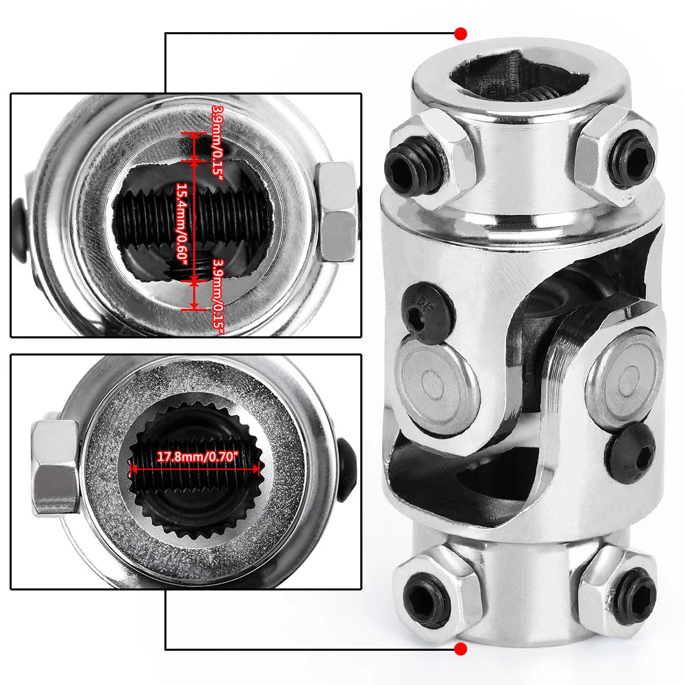 3/4" DD X 3/4"-30 SP Splined Chrome Single U-Joint Shaft