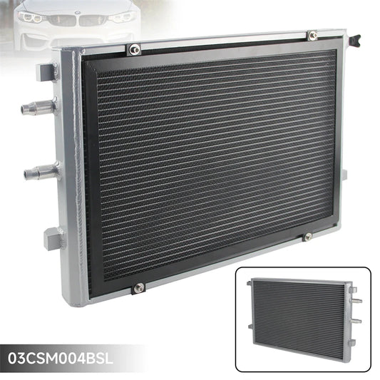 Front Mount Heat Exchanger Radiator For 15-19 BMW M2C M3 M4 F80 F82 F87 S55 3.0L + Cover Competition Black/Silver