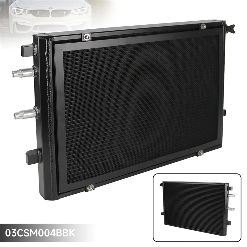 Front Mount Heat Exchanger Radiator For 15-19 BMW M2C M3 M4 F80 F82 F87 S55 3.0L + Cover Competition Black/Silver