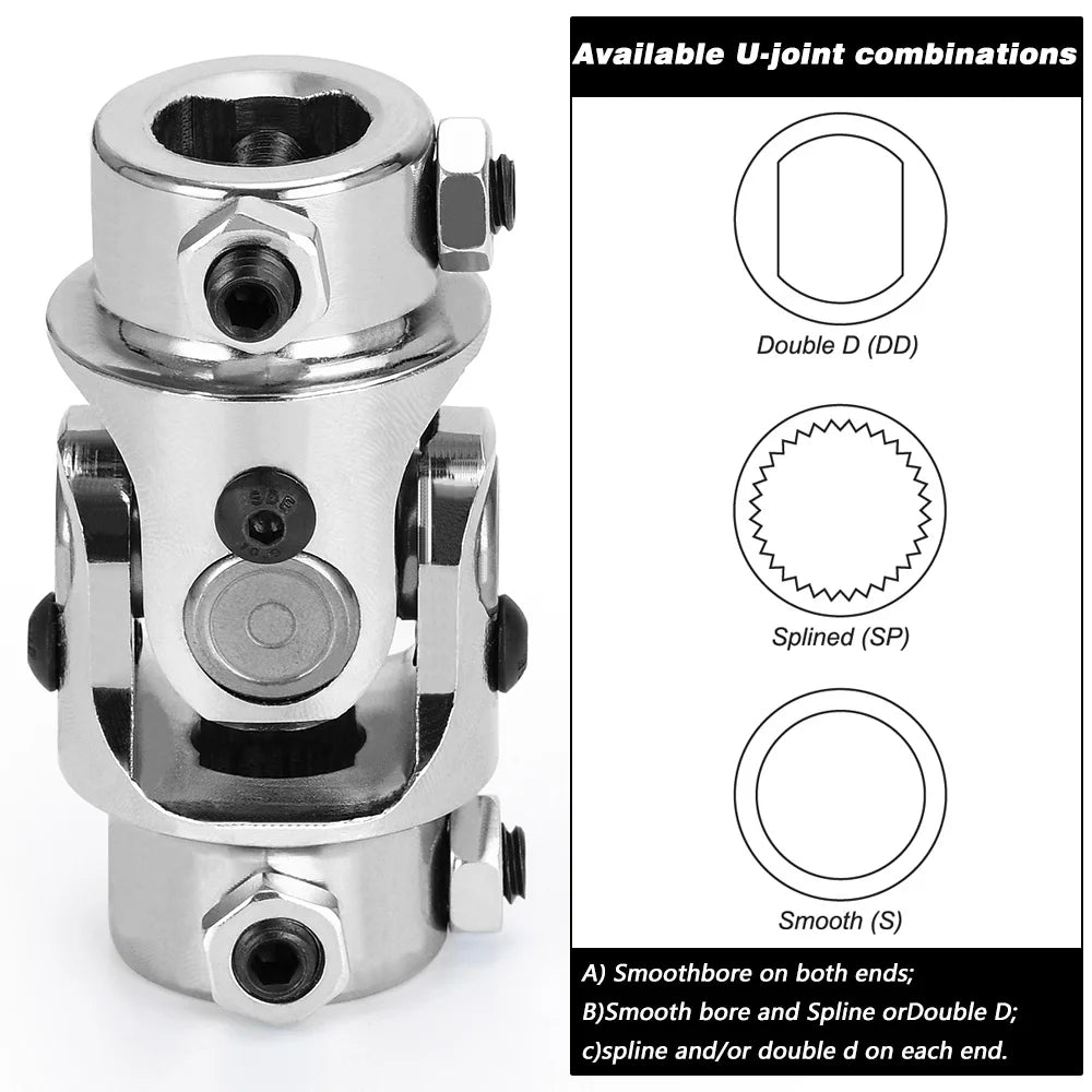 3/4" DD X 3/4"-30 SP Splined Chrome Single U-Joint Shaft