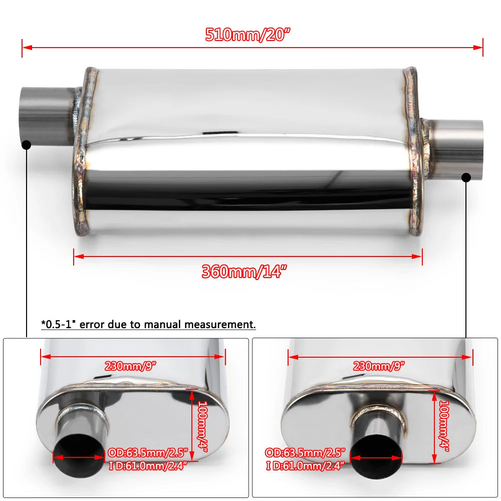 Ljudämpare rostfri 2st 2,5"-3"