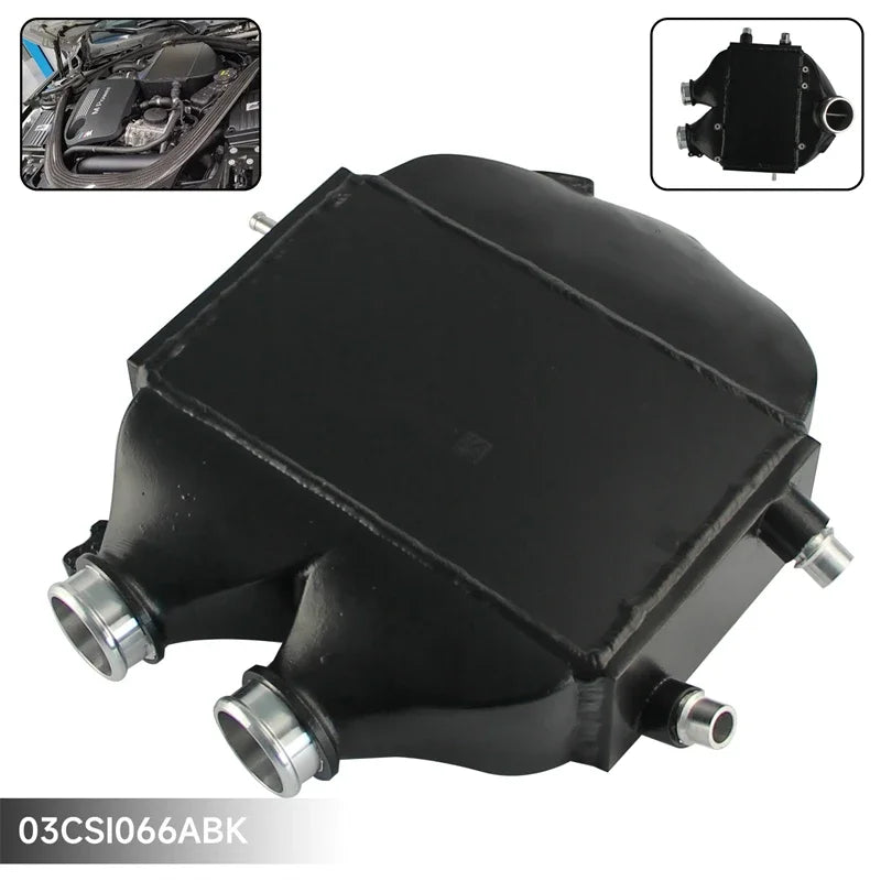 Black Top Mount Dual-Pass Intercooler Fits for BMW 15-18 M3(F80)/M4(F82/83) 8082R