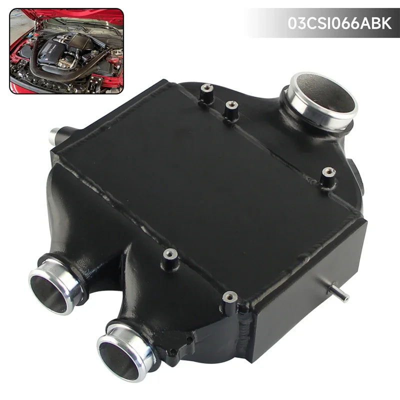 Black Top Mount Dual-Pass Intercooler Fits for BMW 15-18 M3(F80)/M4(F82/83) 8082R