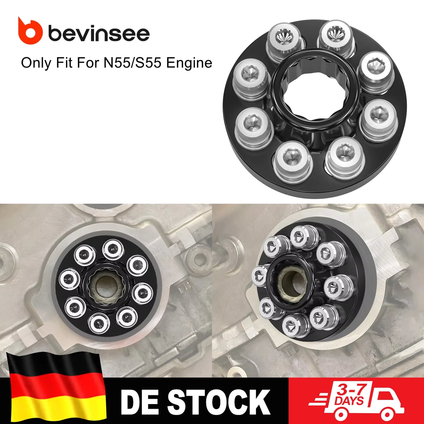 BEVINSEE Crankshaft Bolt Capture Kit for BMW F30/F31 335i F10/F11 535i X3 F25 X5 F15 xDrive 35i F20 M135i F22 M235i F32/F36 435i
